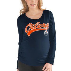 Women's Maternity NHL Edmonton Oilers Navy Yardline Long Sleeve Shirt Large NIP